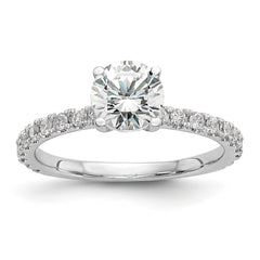 14k White Gold 1/3 carat Lab Grown Diamond VS/SI+ G+ 1 carat Center Round Semi Mount Engagement Ring
