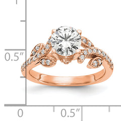 14k Rose Gold 3/8 carat Lab Grown Diamond VS/SI+ G+ 3/4 carat Center Round Semi Mount Channel Set Shared Prong Engagement Ring