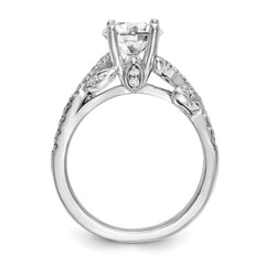 14k White Gold 3/8 carat Lab Grown Diamond VS/SI+ G+ 3/4 carat Center Round Semi Mount Channel Set Shared Prong Engagement Ring