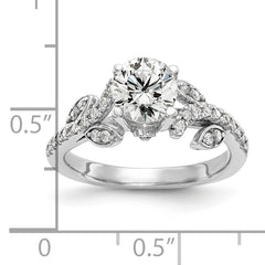 14k White Gold 3/8 carat Lab Grown Diamond VS/SI+ G+ 3/4 carat Center Round Semi Mount Channel Set Shared Prong Engagement Ring