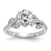 14k White Gold 3/8 carat Lab Grown Diamond VS/SI+ G+ 3/4 carat Center Round Semi Mount Channel Set Shared Prong Engagement Ring