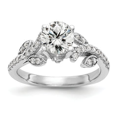 14k White Gold 3/8 carat Lab Grown Diamond VS/SI+ G+ 3/4 carat Center Round Semi Mount Channel Set Shared Prong Engagement Ring