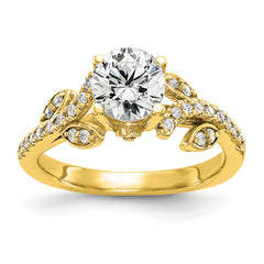14k 3/8 carat Lab Grown Diamond VS/SI+ G+ 3/4 carat Center Round Semi Mount Channel Set Shared Prong Engagement Ring