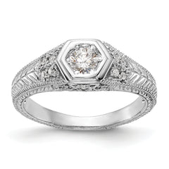 14k White Gold 1/5 carat Lab Grown Diamond VS/SI+ G+ Round Complete Shared Prong Engagement Ring