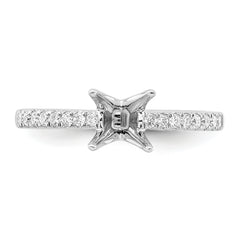 14k White Gold 1/6 carat Lab Grown Diamond VS/SI+ G+ Princess 3/4 carat center Semi Mount Engagement Ring