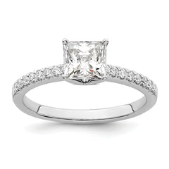 14k White Gold 1/6 carat Lab Grown Diamond VS/SI+ G+ Princess 3/4 carat center Semi Mount Engagement Ring