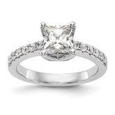 14k White Gold 1/5 carat Lab Grown Diamond VS/SI+ G+ Princess 1 carat center Semi Mount Engagement Ring