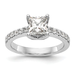 14k White Gold 1/5 carat Lab Grown Diamond VS/SI+ G+ Princess 1 carat center Semi Mount Engagement Ring