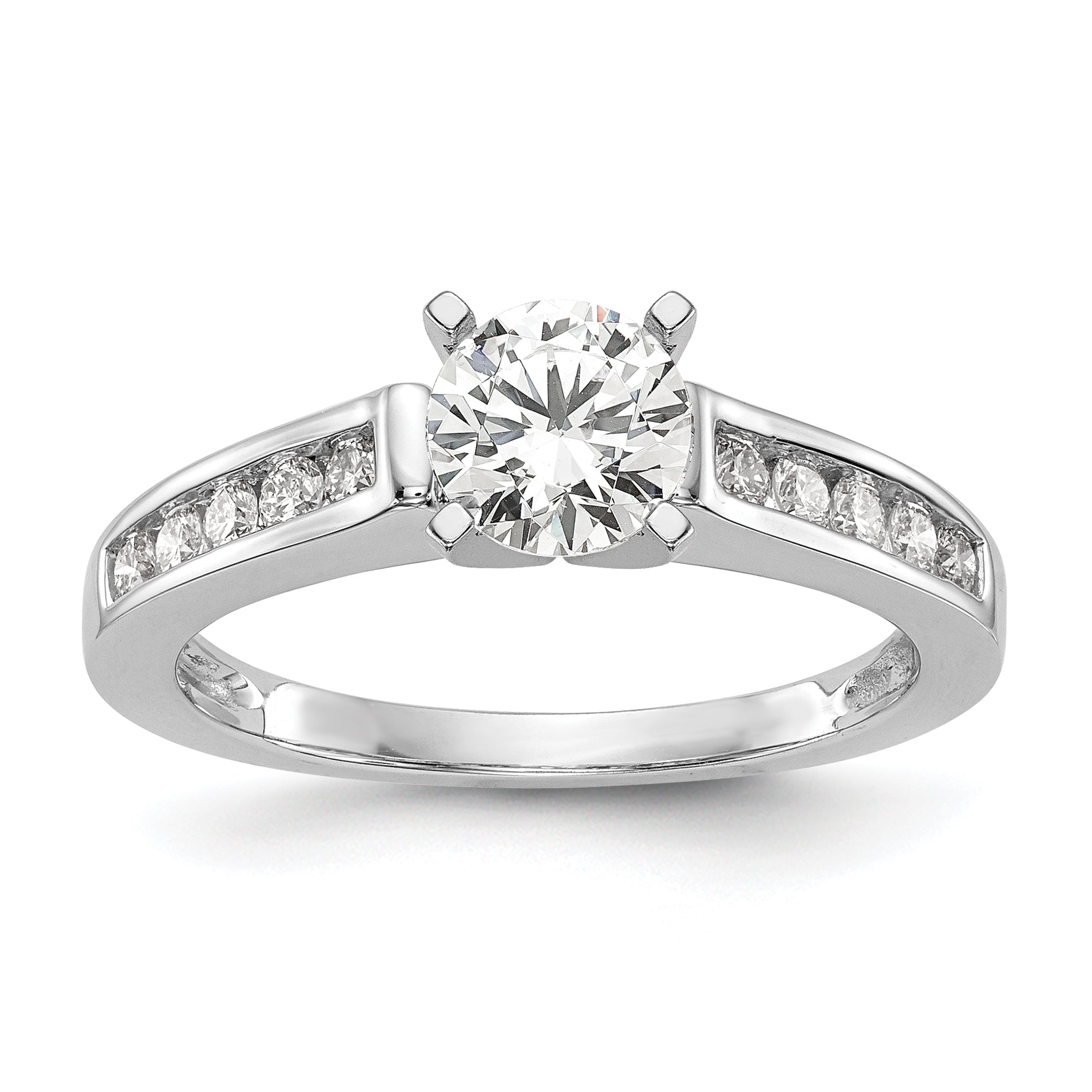 14k White Gold 1/4 carat Lab Grown Diamond VS/SI+ G+ Semi Mount Peg Set Engagement Ring
