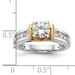 14k Two Tone 5/8 carat Lab Grown Diamond VS/SI+ G+ Semi Mount Peg Set Engagement Ring