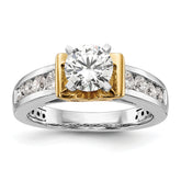 14k Two Tone 5/8 carat Lab Grown Diamond VS/SI+ G+ Semi Mount Peg Set Engagement Ring