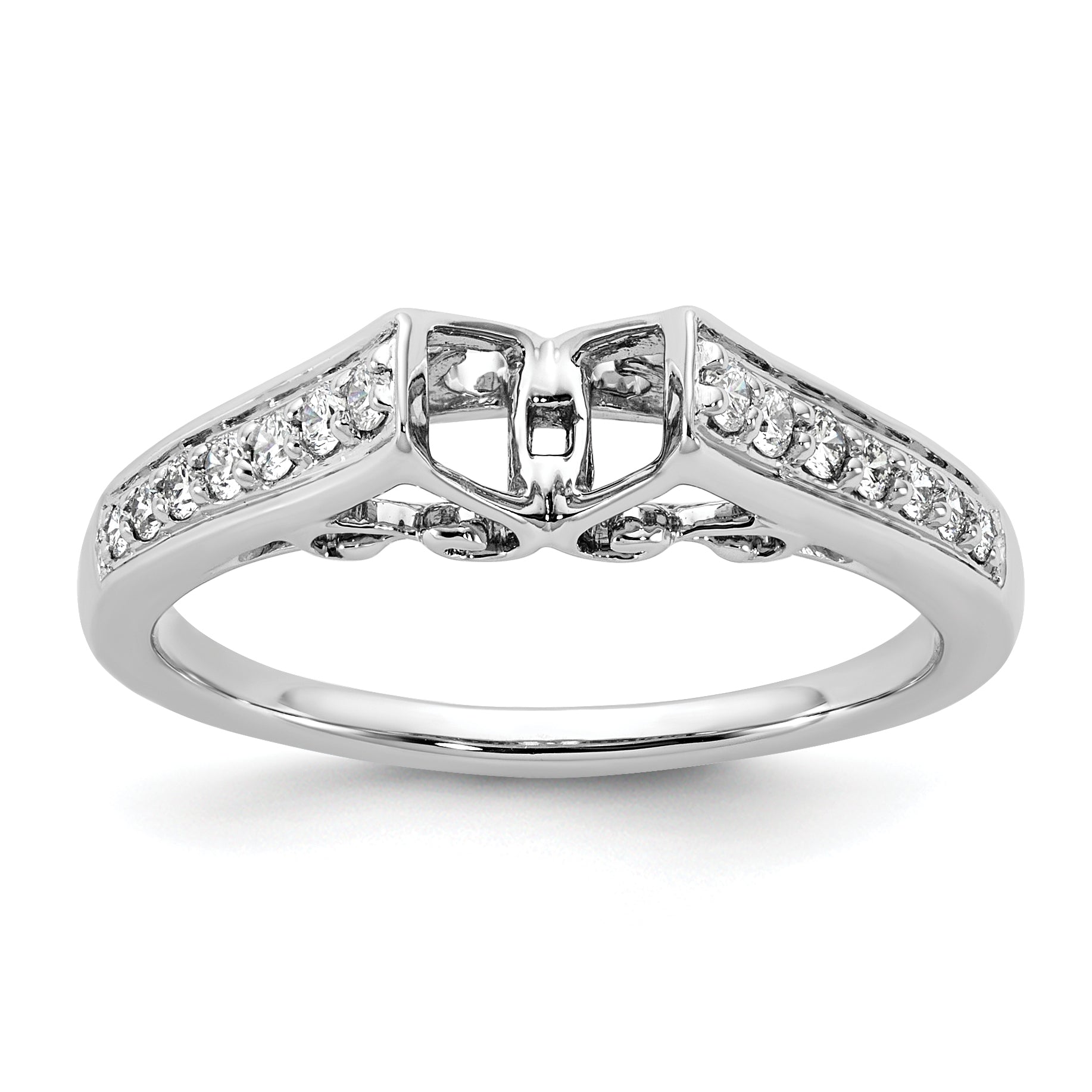 14k White Gold 1/5 carat Lab Grown Diamond VS/SI+ G+ Semi-Mount Pet Set Engagement Ring