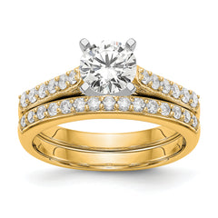 14k Two Tone 1/4 carat Lab Grown Diamond VS/SI+ G+ Semi Mount Peg Set Engagement Ring