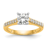 14k Two Tone 1/4 carat Lab Grown Diamond VS/SI+ G+ Semi Mount Peg Set Engagement Ring