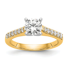 14k Two Tone 1/4 carat Lab Grown Diamond VS/SI+ G+ Semi Mount Peg Set Engagement Ring