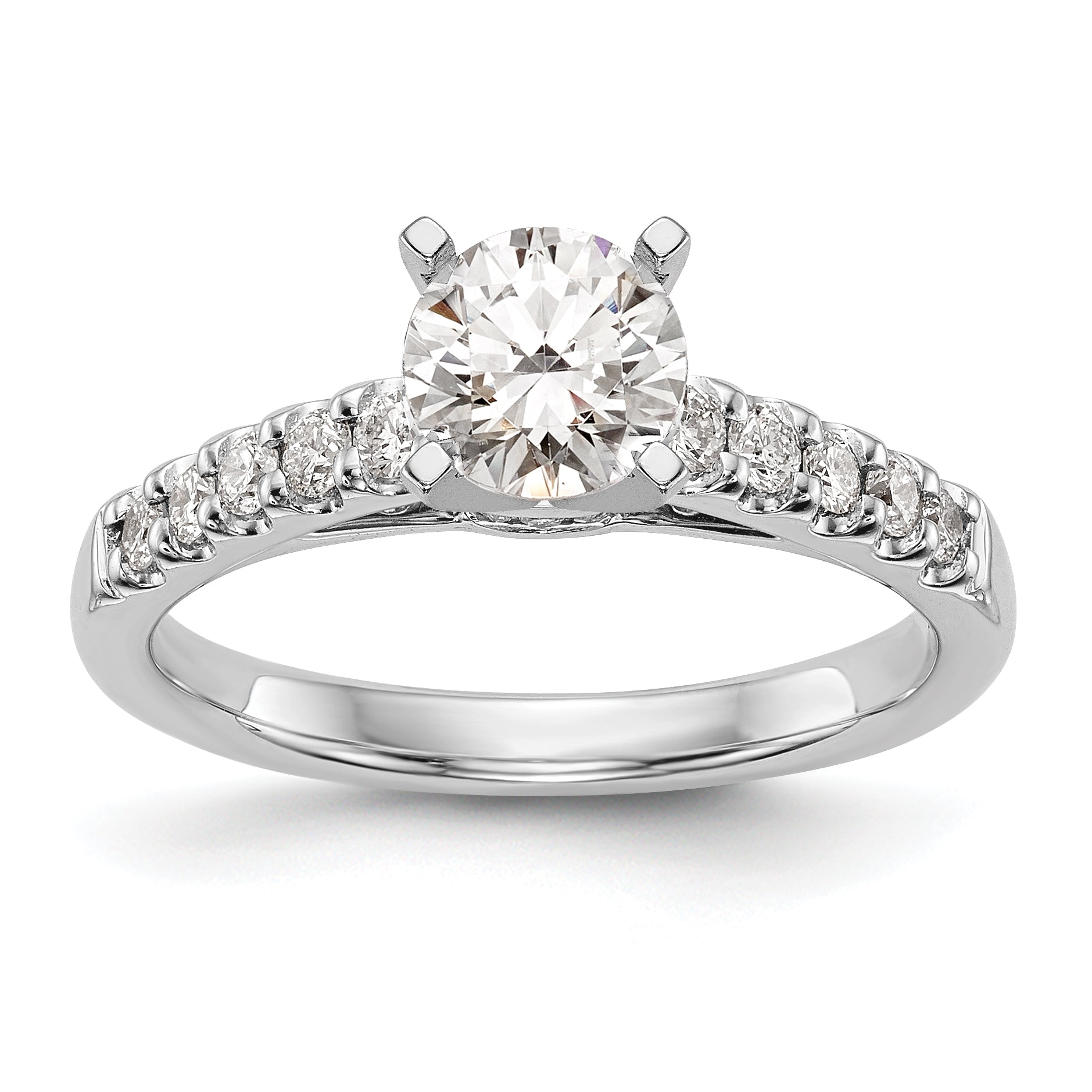 14k White Gold 1/3 carat Lab Grown Diamond VS/SI+ G+ Semi Mount Peg Set Engagement Ring