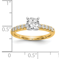 14k Two Tone 1/4 carat Lab Grown Diamond VS/SI+ G+ Semi Mount Peg Set Engagement Ring