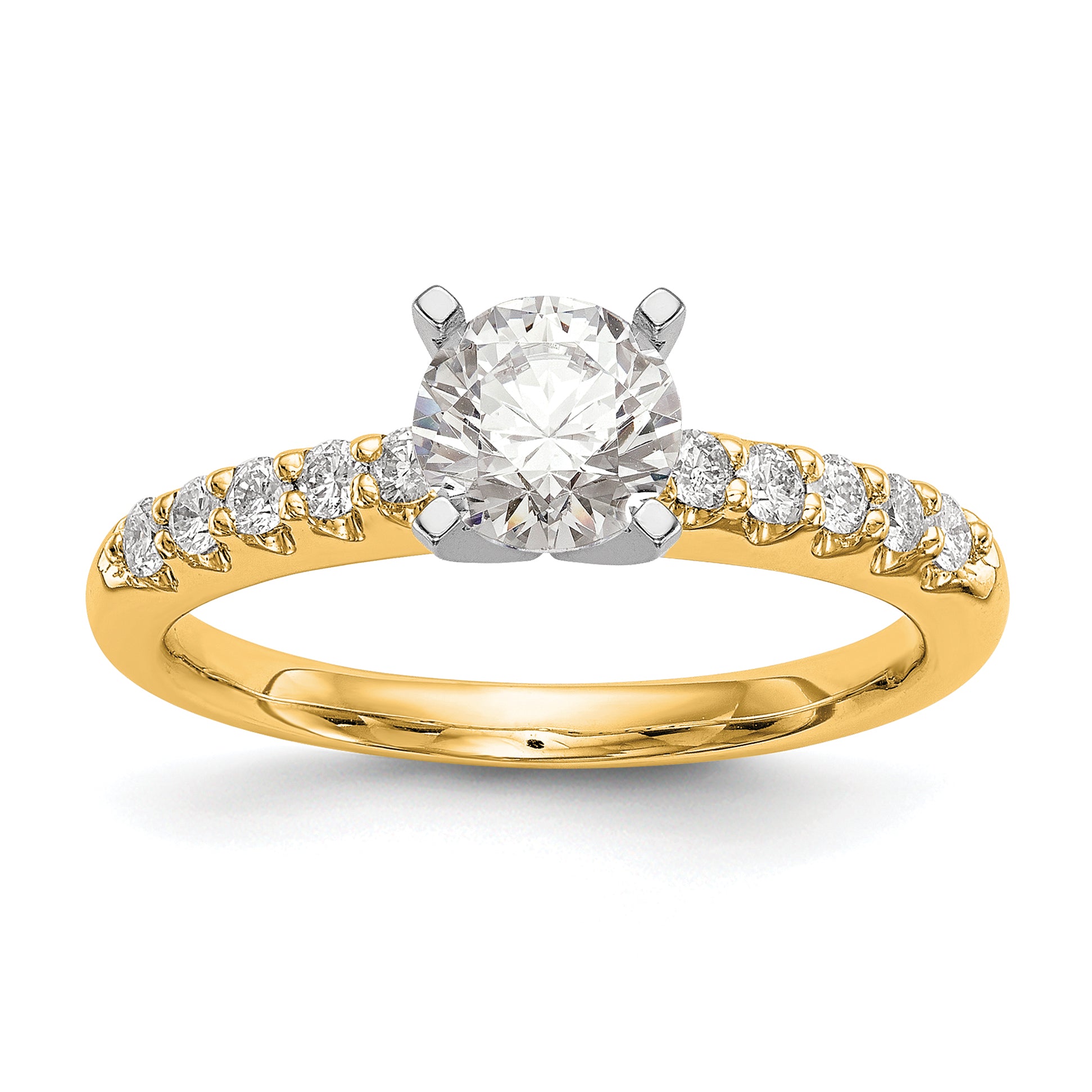 14k Two Tone 1/4 carat Lab Grown Diamond VS/SI+ G+ Semi Mount Peg Set Engagement Ring