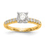 14k Two Tone 1/4 carat Lab Grown Diamond VS/SI+ G+ Semi Mount Peg Set Engagement Ring