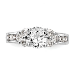 14k White Gold 3/4 carat Lab Grown Diamond VS/SI+ G+ 1 1/4 carat Center Round Semi Mount Channel Set Shared Prong Engagement Ring