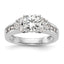 14k White Gold 3/4 carat Lab Grown Diamond VS/SI+ G+ 1 1/4 carat Center Round Semi Mount Channel Set Shared Prong Engagement Ring