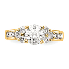 14k 3/4 carat Lab Grown Diamond VS/SI+ G+ 1 1/4 carat Center Round Semi Mount Channel Set Shared Prong Engagement Ring