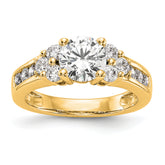 14k 3/4 carat Lab Grown Diamond VS/SI+ G+ 1 1/4 carat Center Round Semi Mount Channel Set Shared Prong Engagement Ring