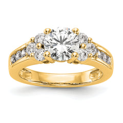 14k 3/4 carat Lab Grown Diamond VS/SI+ G+ 1 1/4 carat Center Round Semi Mount Channel Set Shared Prong Engagement Ring