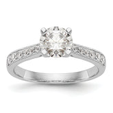 14k White Gold 1/4 carat Lab Grown Diamond VS/SI+ G+ 1 carat Center Round Semi Mount Engagement Ring