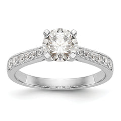 14k White Gold 1/4 carat Lab Grown Diamond VS/SI+ G+ 1 carat Center Round Semi Mount Engagement Ring