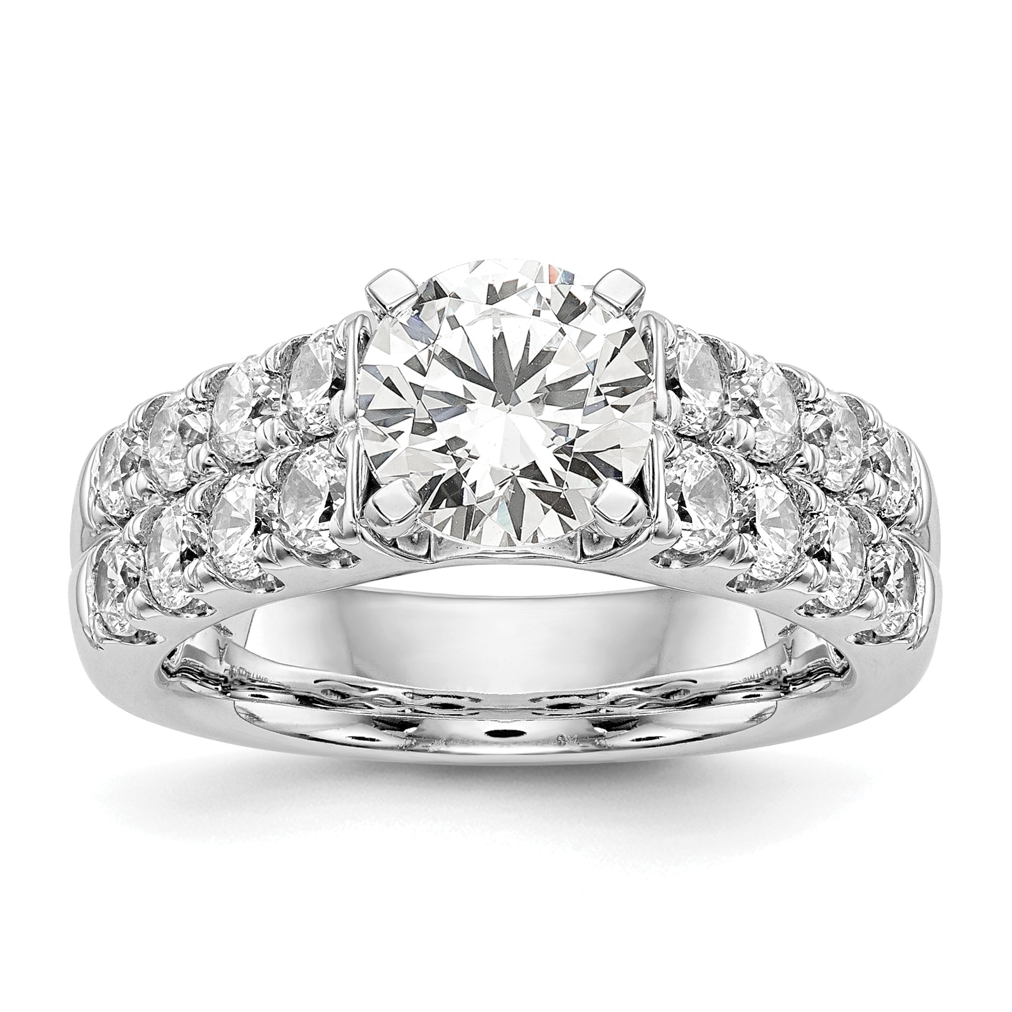 14k White Gold 1 3/8 carat Lab Grown Diamond VS/SI+ G+ Semi-Mount Peg Set Engagement Ring