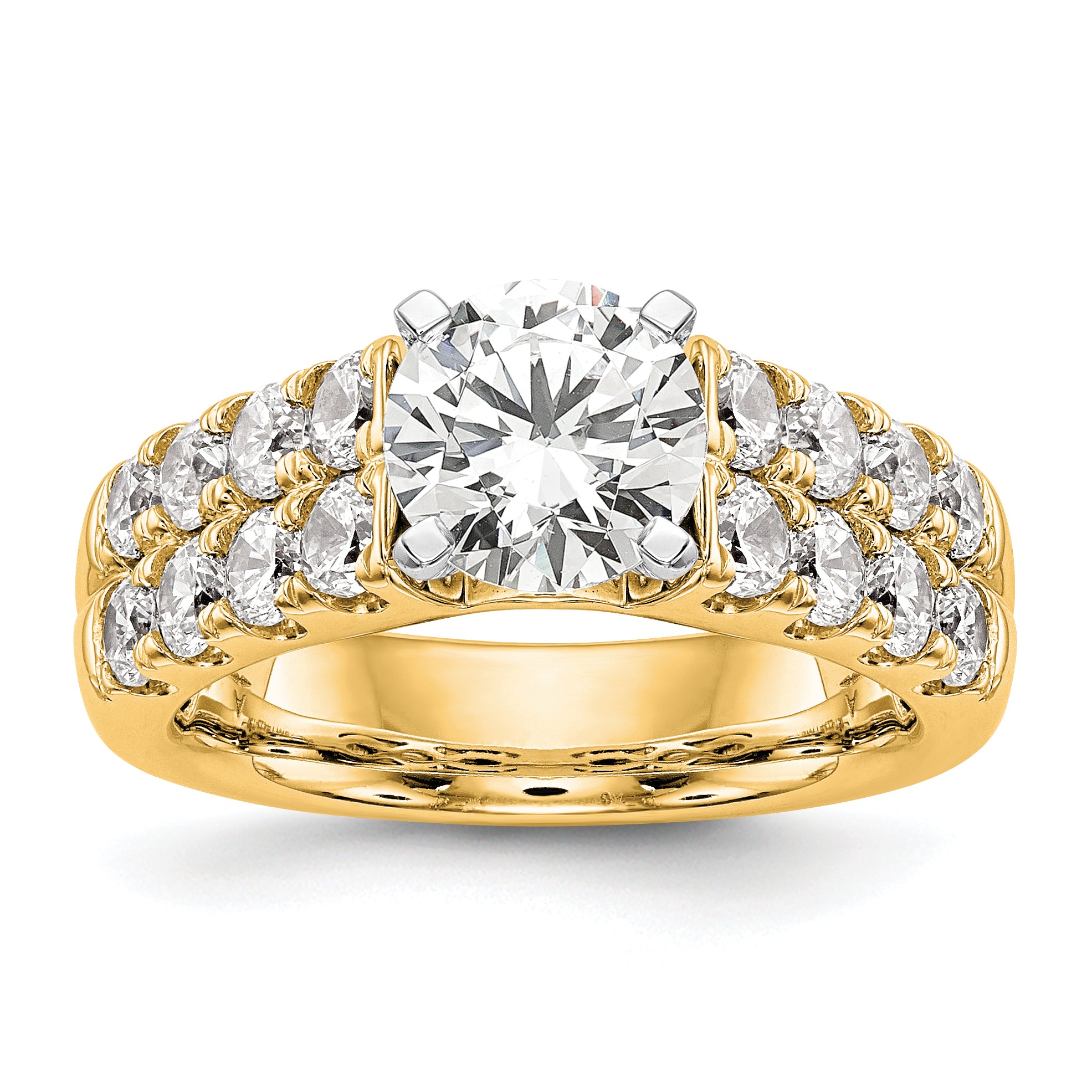 14k 1 3/8 carat Lab Grown Diamond VS/SI+ G+ Semi-Mount Peg Set Engagement Ring