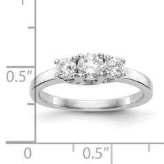 14k White Gold 1/2 carat Lab Grown Diamond VS/SI+ G+ Complete Three Stone Engagement Ring