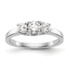 14k White Gold 1/2 carat Lab Grown Diamond VS/SI+ G+ Complete Three Stone Engagement Ring