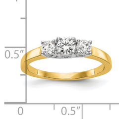 14k Two-tone 1/2 carat Lab Grown Diamond VS/SI+ G+ Complete Three Stone Engagement Ring