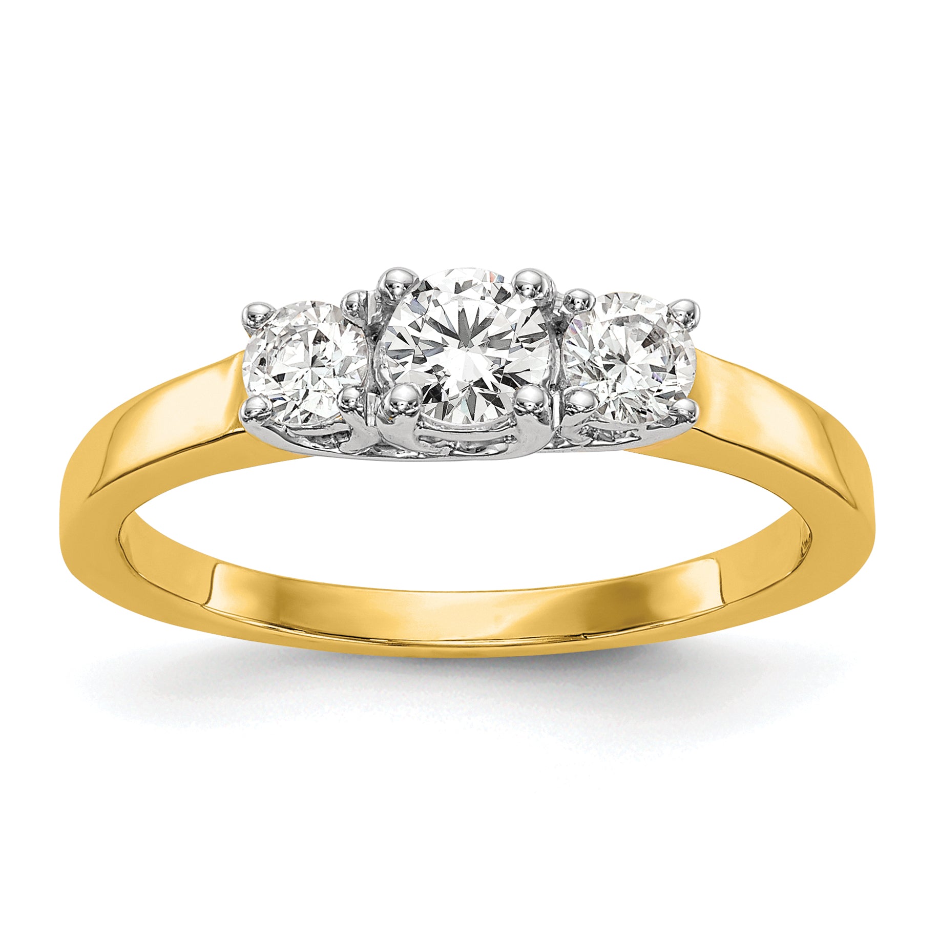 14k Two-tone 1/2 carat Lab Grown Diamond VS/SI+ G+ Complete Three Stone Engagement Ring