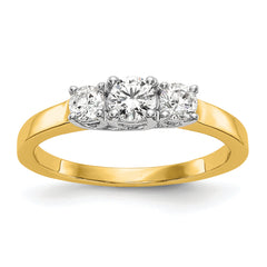 14k Two-tone 1/2 carat Lab Grown Diamond VS/SI+ G+ Complete Three Stone Engagement Ring