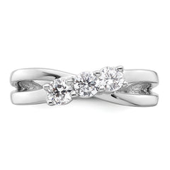 14k White Gold 1/2 carat Lab Grown Diamond VS/SI+ G+ Complete Three Stone Engagement Ring
