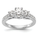 14k White Gold 1 1/5 carat Lab Grown Diamond VS/SI+ G+ Complete Size 9 Three Stone Engagement Ring