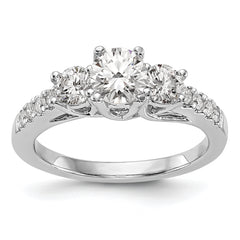 14k White Gold 1 1/5 carat Lab Grown Diamond VS/SI+ G+ Complete Size 9 Three Stone Engagement Ring