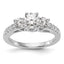 Three-Stone Engagement Ring in 14K White Gold (1 1/5 ct. tw.), Size 5 - Sophia Jewelers