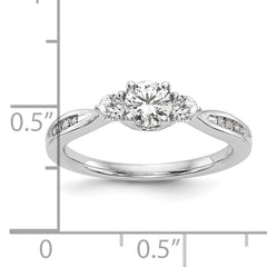 14k White Gold 5/8 carat Lab Grown Diamond VS/SI+ G+ Three Stone Complete Engagement Ring