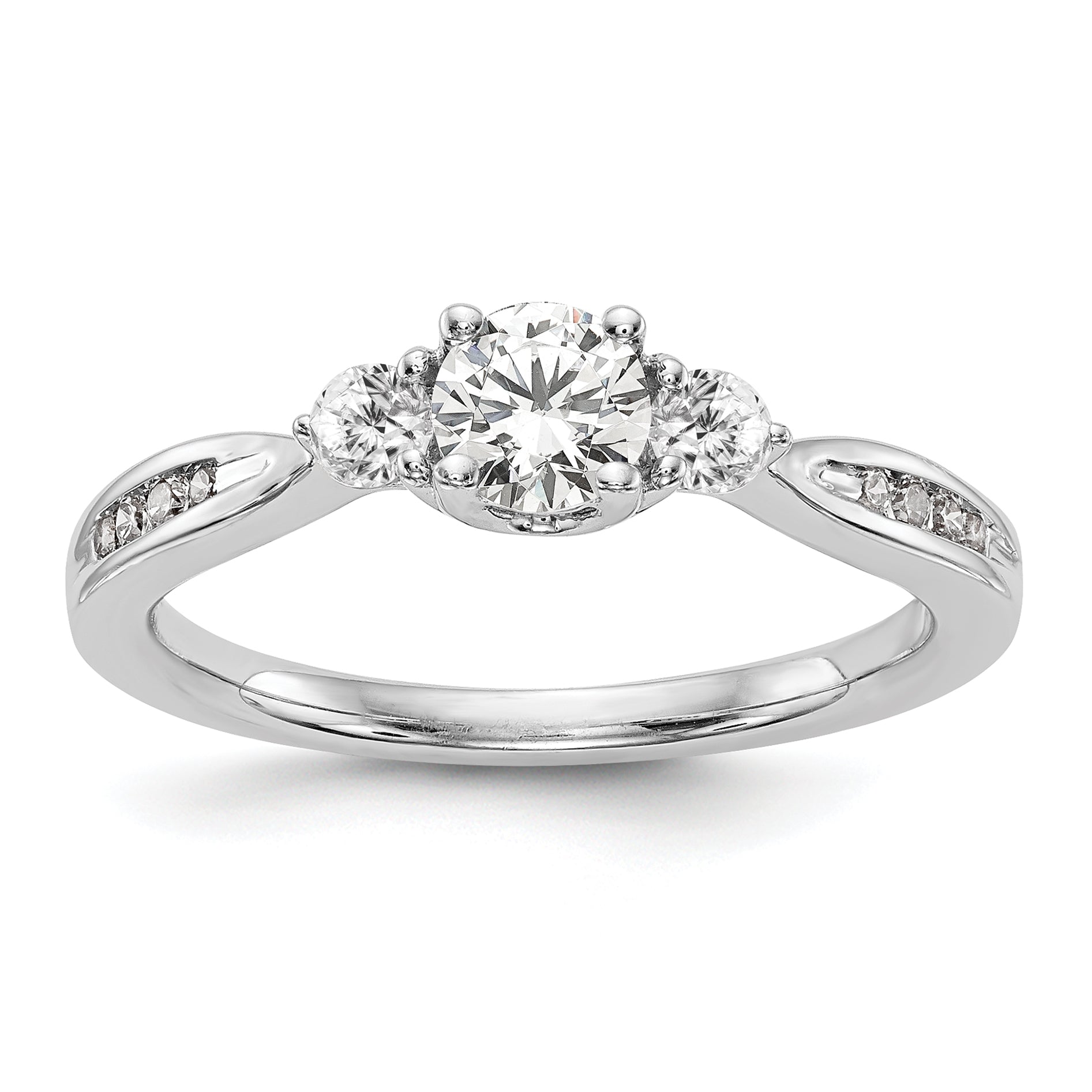 14k White Gold 5/8 carat Lab Grown Diamond VS/SI+ G+ Three Stone Complete Engagement Ring