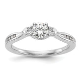 14k White Gold 5/8 carat Lab Grown Diamond VS/SI+ G+ Three Stone Complete Engagement Ring