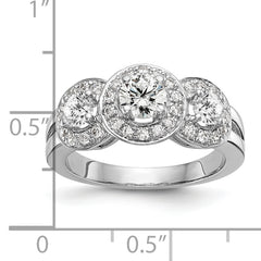 14k White Gold 1 1/3 carat Lab Grown Diamond VS/SI+ G+ Complete Three Stone Engagement Ring