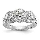 14k White Gold 1 1/3 carat Lab Grown Diamond VS/SI+ G+ Complete Three Stone Engagement Ring