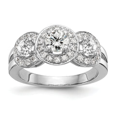 14k White Gold 1 1/3 carat Lab Grown Diamond VS/SI+ G+ Complete Three Stone Engagement Ring