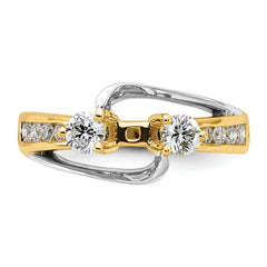 14k Two-tone 5/8 carat Lab Grown Diamond VS/SI+ G+ Semi Mount Peg Set Engagement Ring