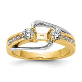 14k Two-tone 5/8 carat Lab Grown Diamond VS/SI+ G+ Semi Mount Peg Set Engagement Ring
