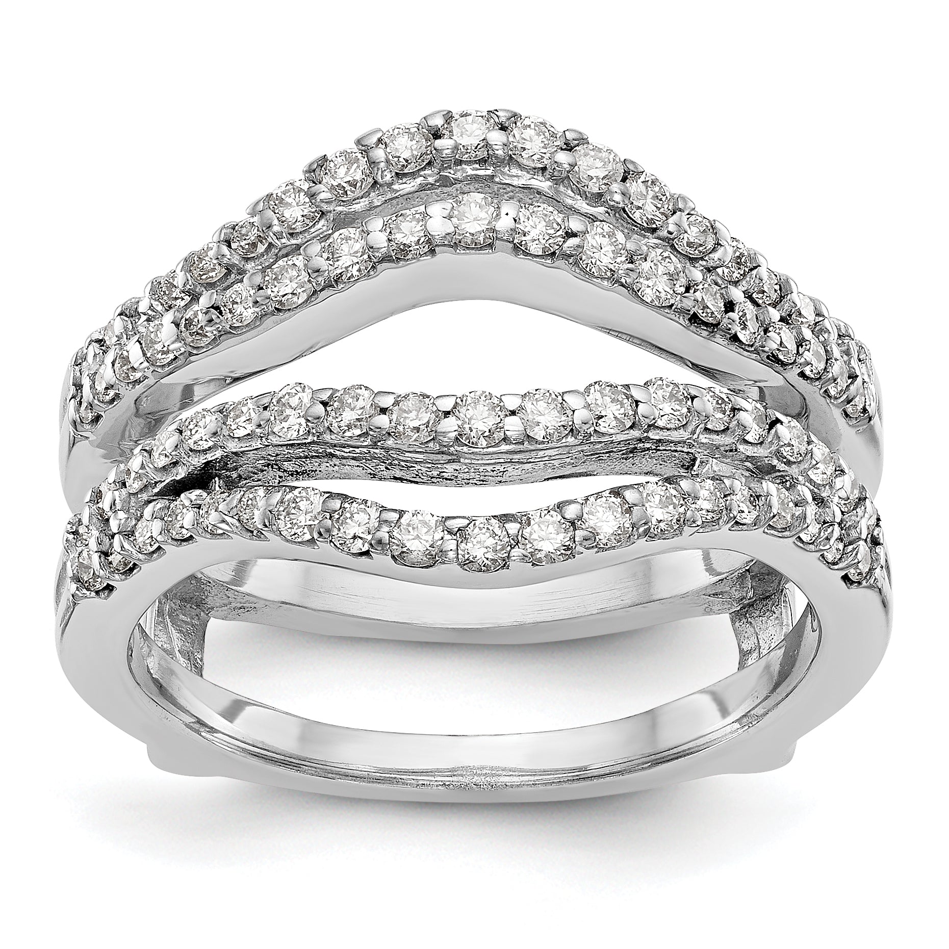 14k White Gold 5/8 carat Lab Grown Diamond VS/SI+ G+ Complete Double Row Ring Guard